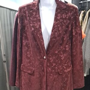 Elegant Floral Maroon Blazer